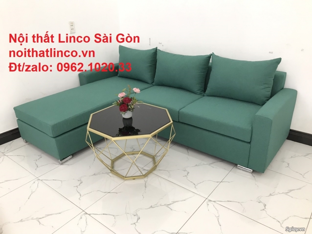 Mẫu ghế sofa góc chữ L | Sofa góc xanh ngọc lá cây giá rẻ | Sofa Linco - 9