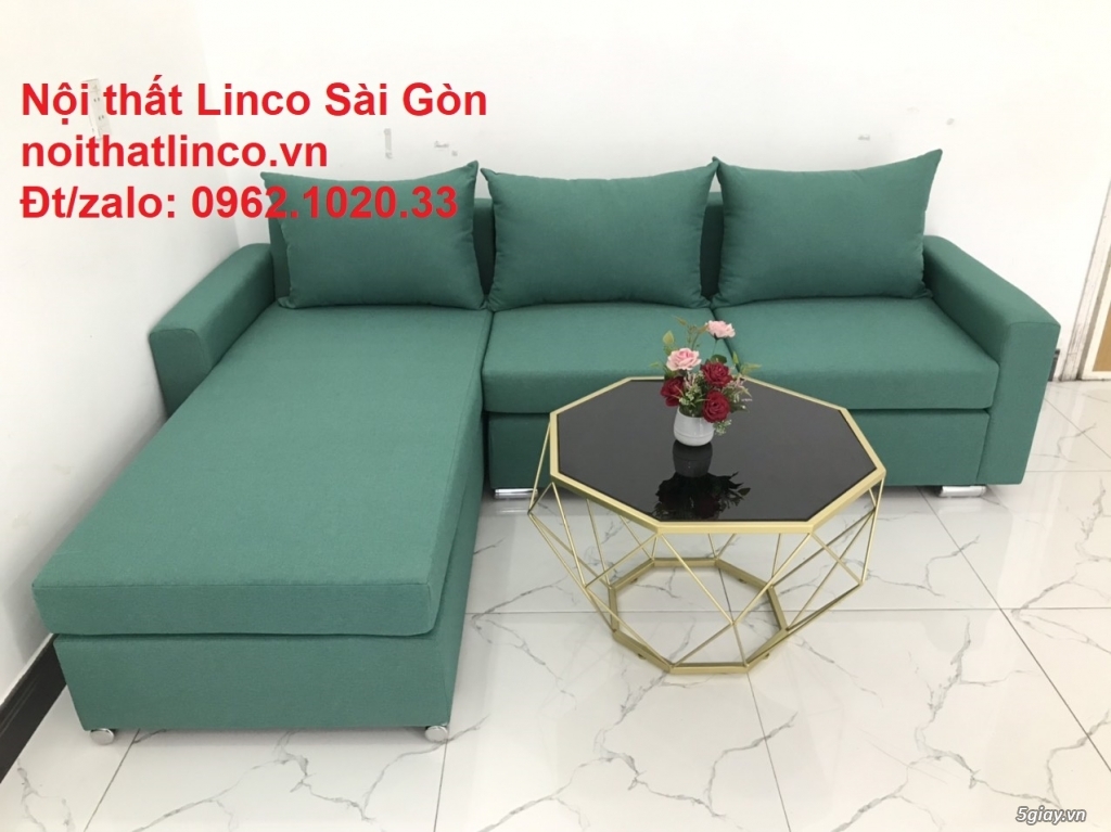 Mẫu ghế sofa góc chữ L | Sofa góc xanh ngọc lá cây giá rẻ | Sofa Linco - 8