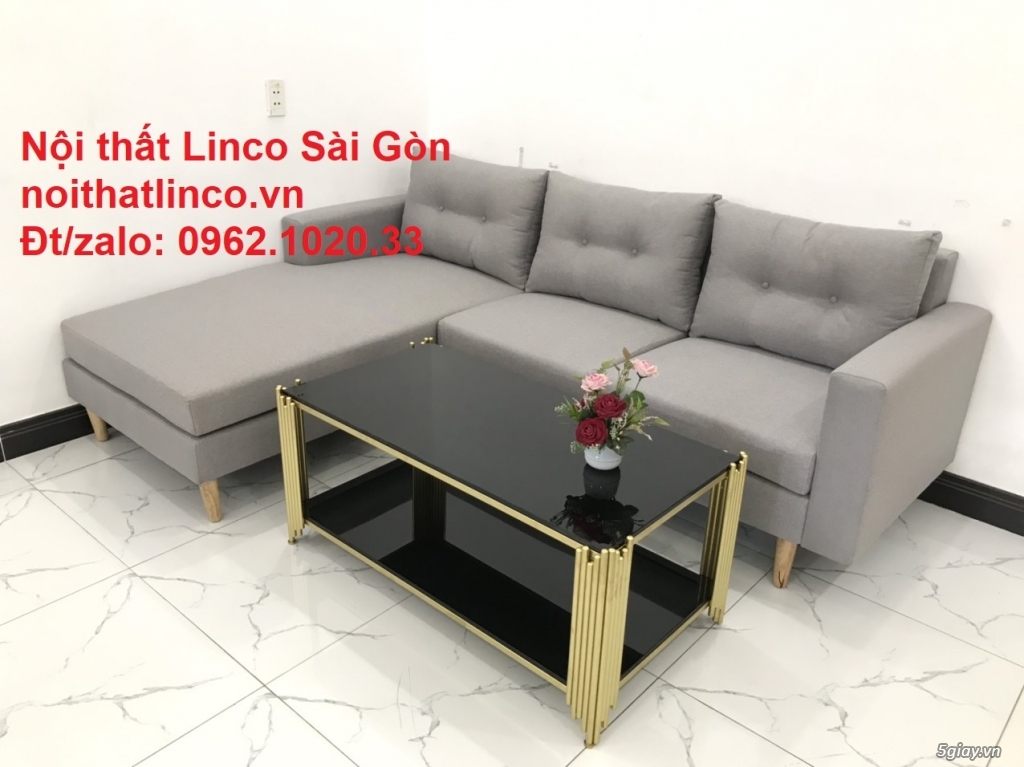 Bộ bàn ghế sofa góc L màu xám giá rẻ đẹp ở tại Nội thất Linco Sài Gòn - 2