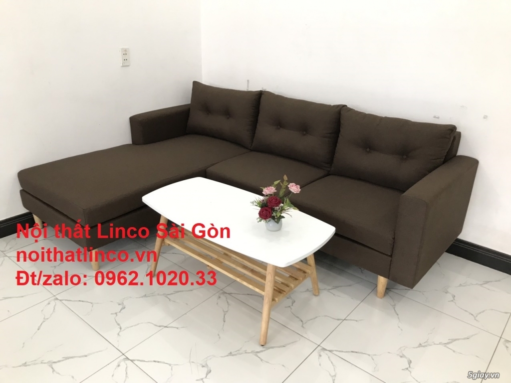 Bộ bàn ghế sofa góc chữ L 2m2 x 1m6 nâu cafe giá rẻ đẹp Sofa Linco SG - 7