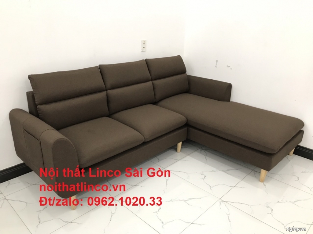 Bộ sofa góc chữ L | Nẫu cafe đen đậm giá rẻ phòng khách | Sofa Linco - 10