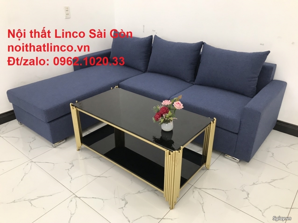 Ghế sofa góc L nhỏ | Sofa giá rẻ Góc chữ L đẹp xanh đậm | Sofa Linco - 11