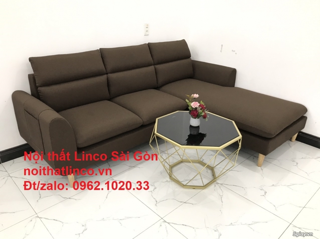 Bộ sofa góc chữ L | Nẫu cafe đen đậm giá rẻ phòng khách | Sofa Linco - 5