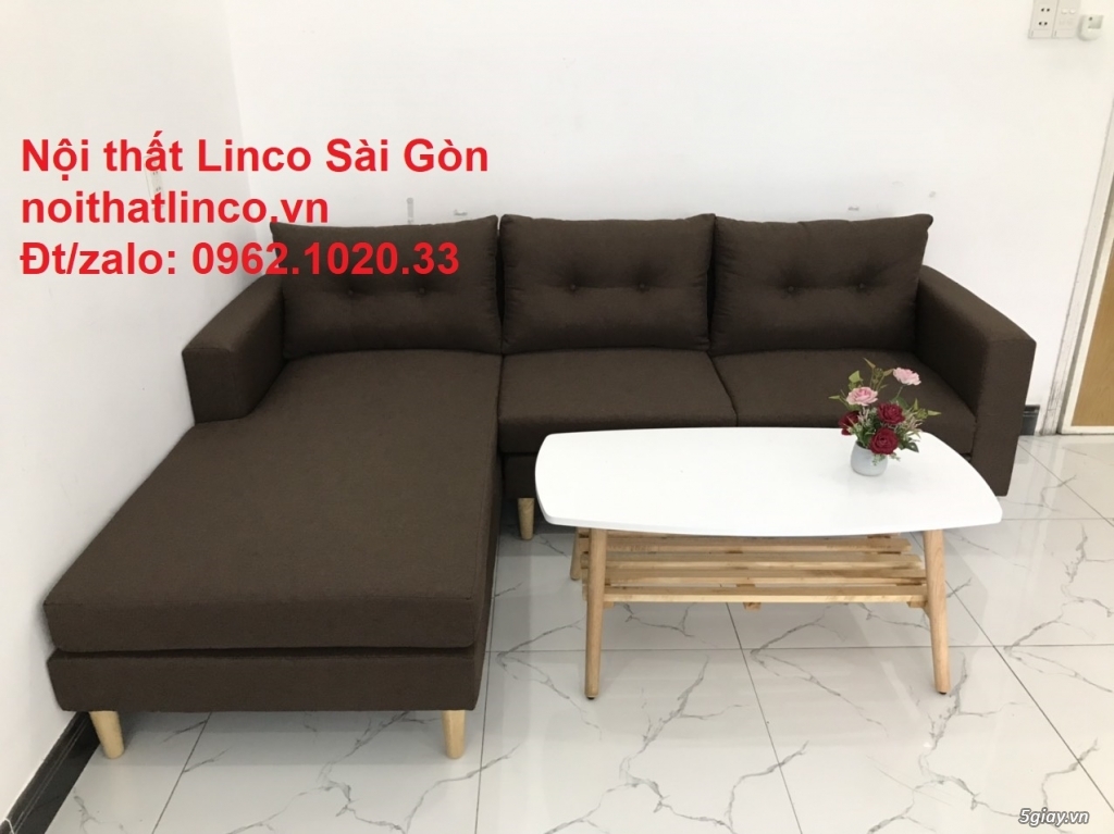Bộ bàn ghế sofa góc chữ L 2m2 x 1m6 nâu cafe giá rẻ đẹp Sofa Linco SG - 6