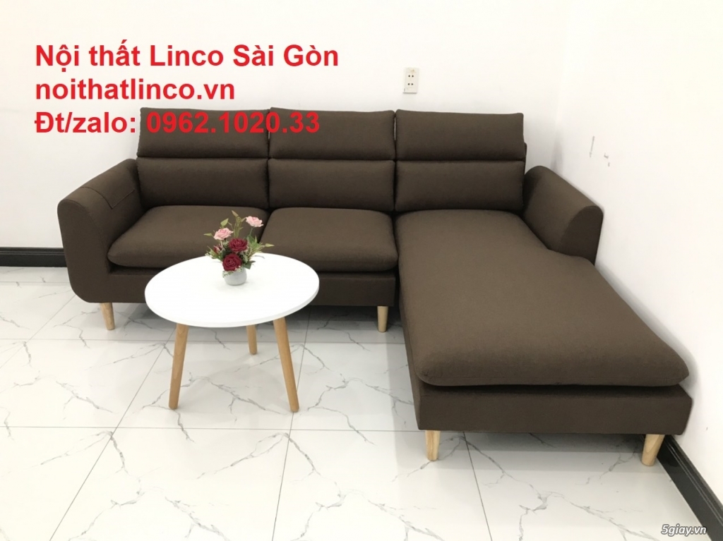 Bộ sofa góc chữ L | Nẫu cafe đen đậm giá rẻ phòng khách | Sofa Linco - 8