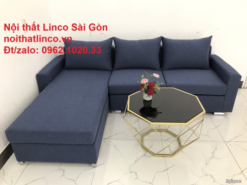 Ghế sofa góc L nhỏ | Sofa giá rẻ Góc chữ L đẹp xanh đậm | Sofa Linco - 8