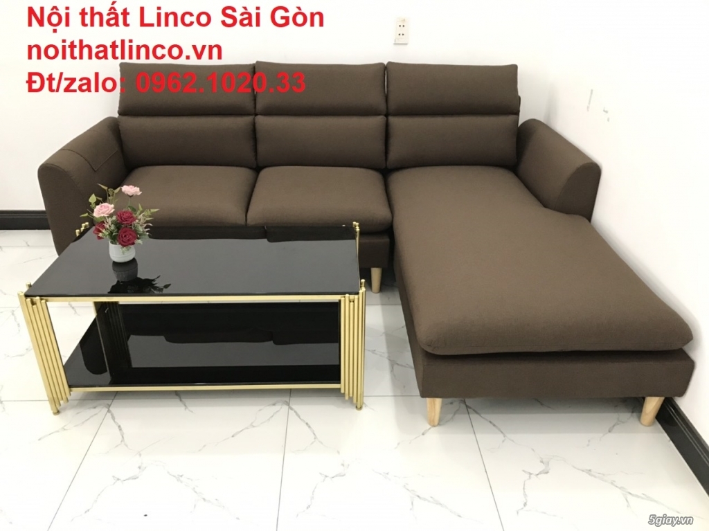 Bộ sofa góc chữ L | Nẫu cafe đen đậm giá rẻ phòng khách | Sofa Linco - 2