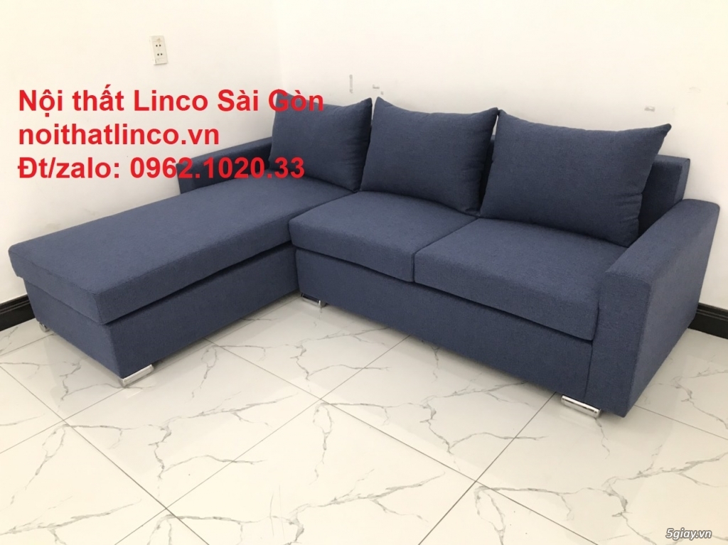 Ghế sofa góc L nhỏ | Sofa giá rẻ Góc chữ L đẹp xanh đậm | Sofa Linco - 2