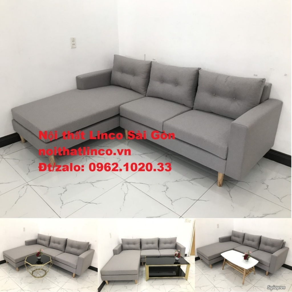 Bộ bàn ghế sofa góc L màu xám giá rẻ đẹp ở tại Nội thất Linco Sài Gòn