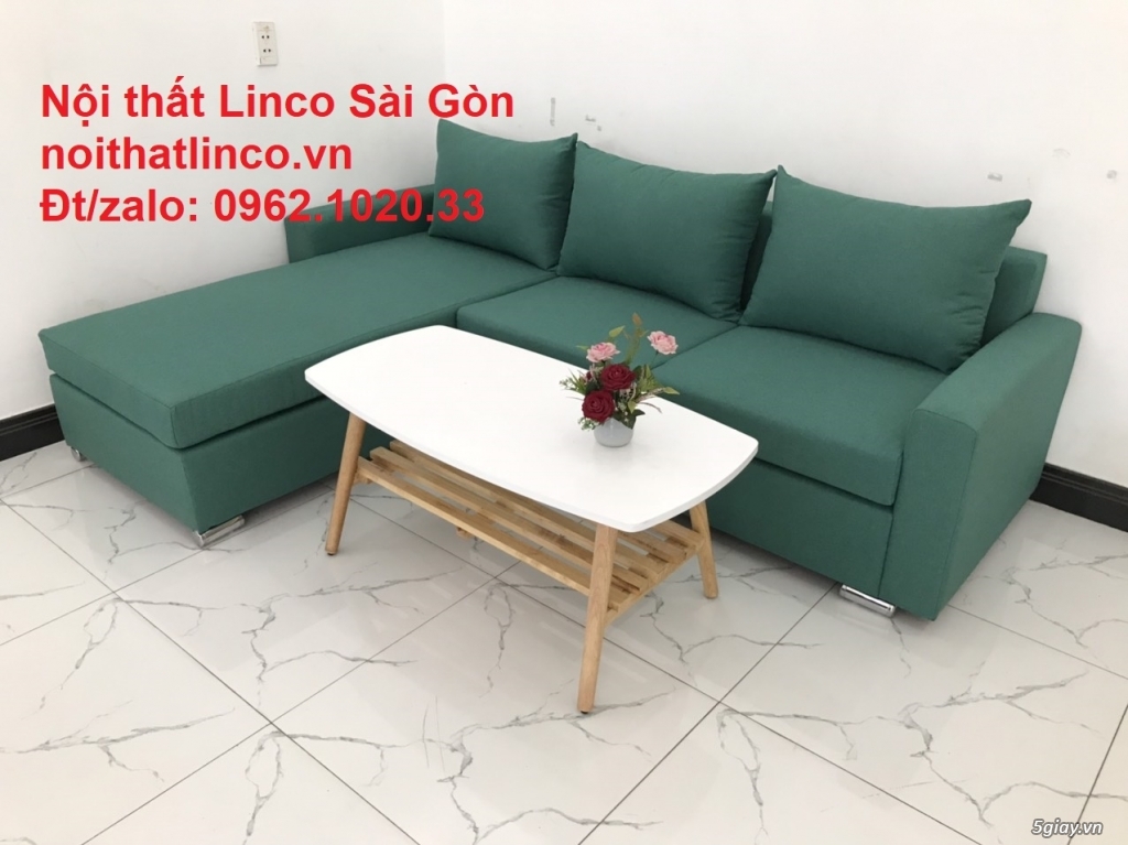 Mẫu ghế sofa góc chữ L | Sofa góc xanh ngọc lá cây giá rẻ | Sofa Linco - 7