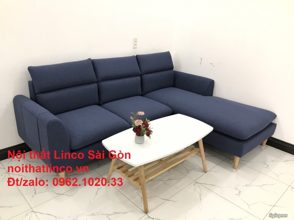 Mẫu sofa góc rẻ | Sofa góc chữ L Xanh dương đập đẹp | Sofa Linco SG - 7