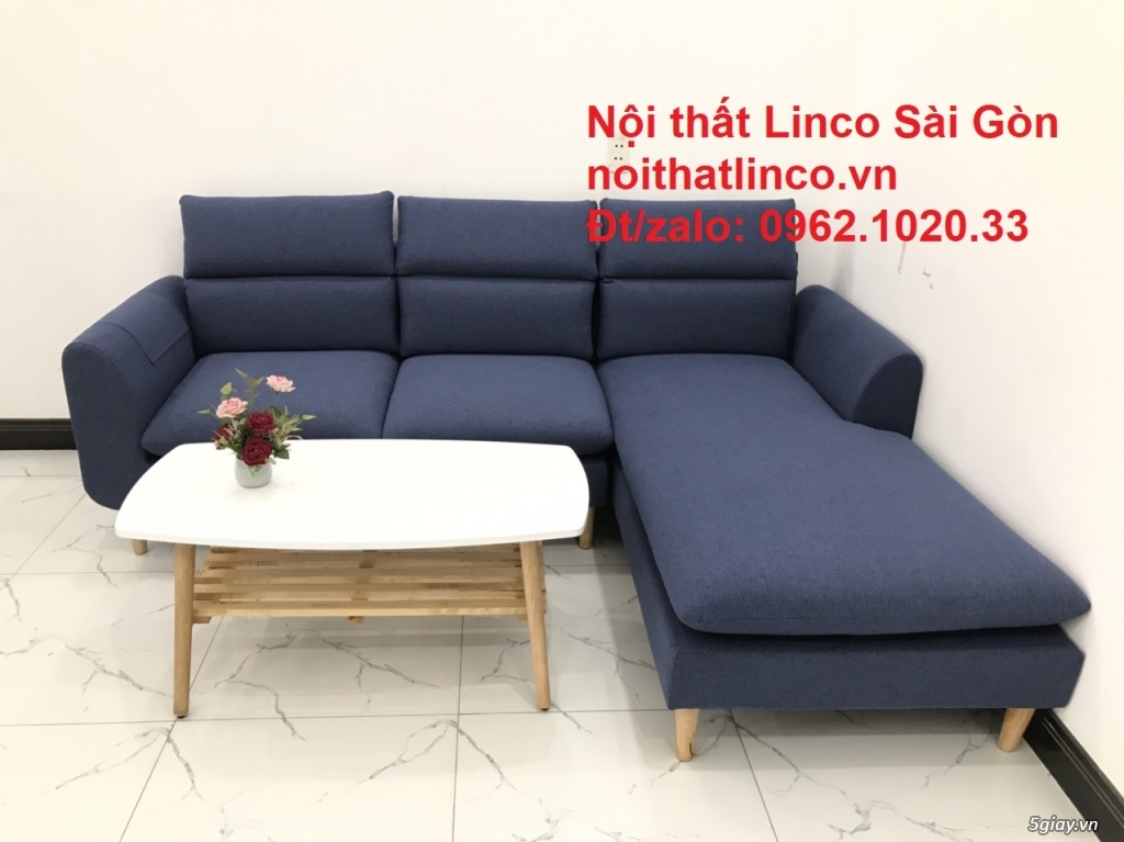 Mẫu sofa góc rẻ | Sofa góc chữ L Xanh dương đập đẹp | Sofa Linco SG - 6