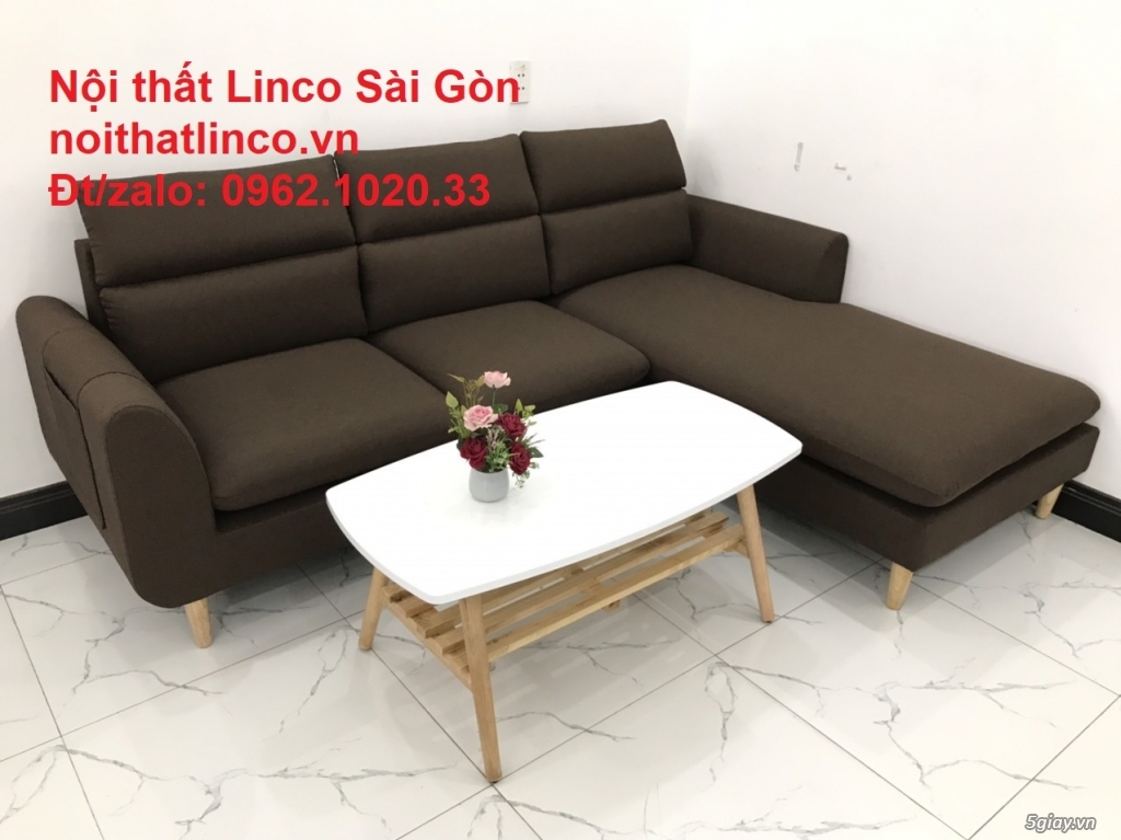Bộ sofa góc chữ L | Nẫu cafe đen đậm giá rẻ phòng khách | Sofa Linco - 7