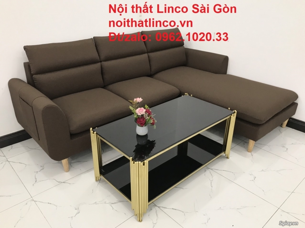 Bộ sofa góc chữ L | Nẫu cafe đen đậm giá rẻ phòng khách | Sofa Linco - 3