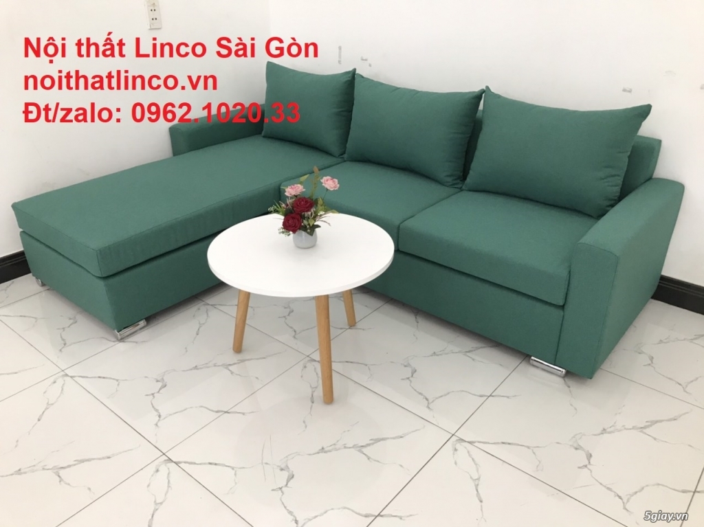 Mẫu ghế sofa góc chữ L | Sofa góc xanh ngọc lá cây giá rẻ | Sofa Linco - 5