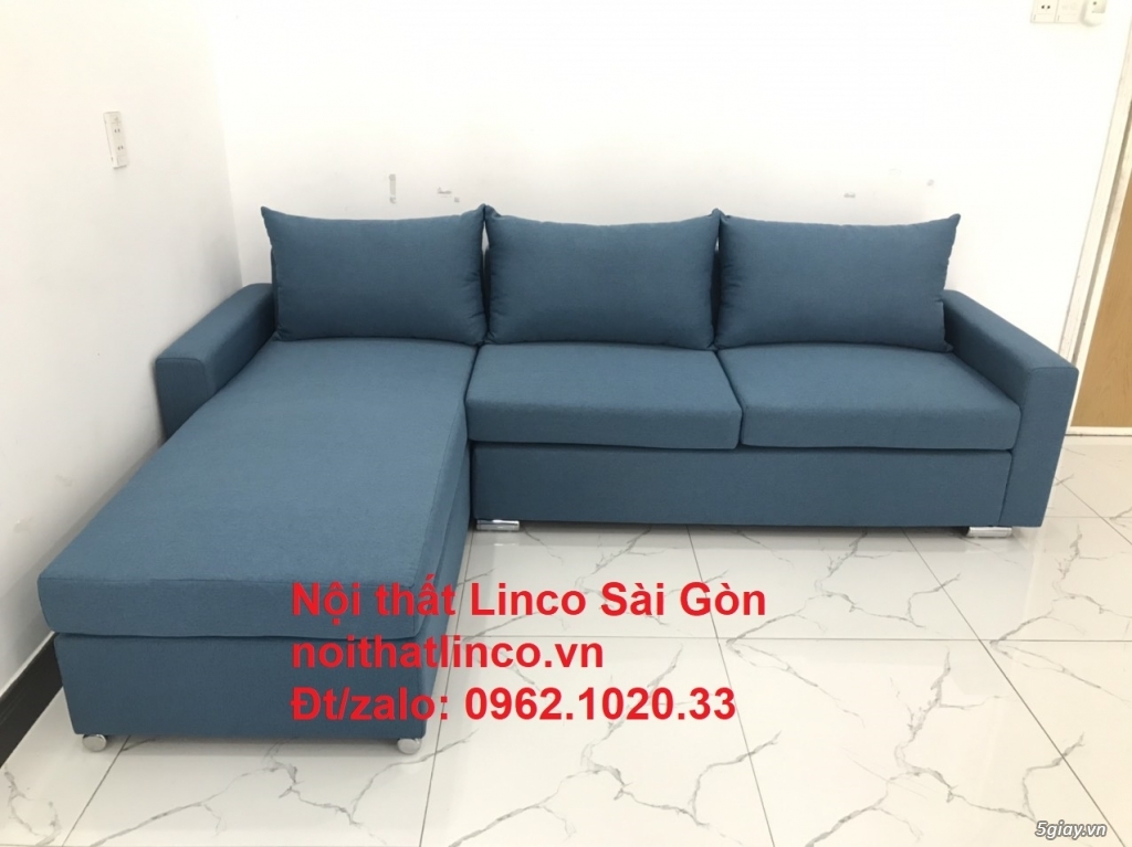 Bộ ghế sofa góc L giá rẻ | Sofa góc chữ L đẹp xanh dương | Linco SG - 11
