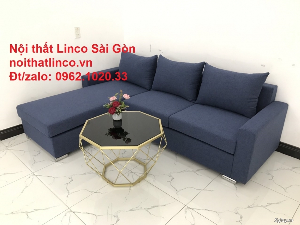 Ghế sofa góc L nhỏ | Sofa giá rẻ Góc chữ L đẹp xanh đậm | Sofa Linco - 9