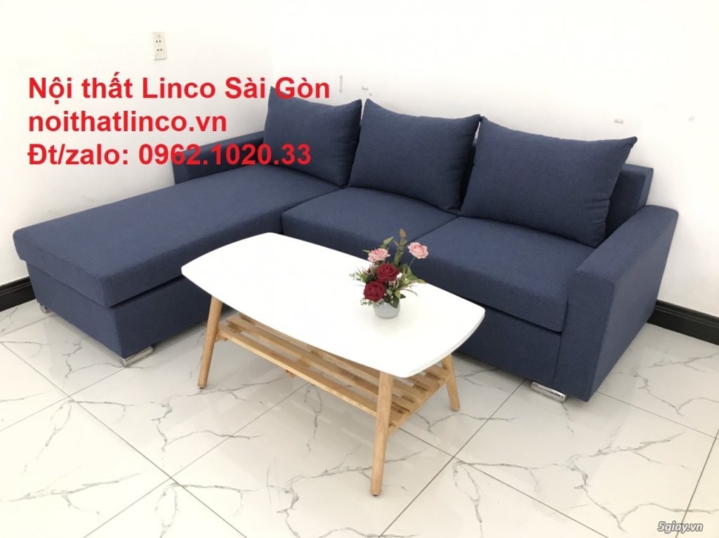 Ghế sofa góc L nhỏ | Sofa giá rẻ Góc chữ L đẹp xanh đậm | Sofa Linco - 7