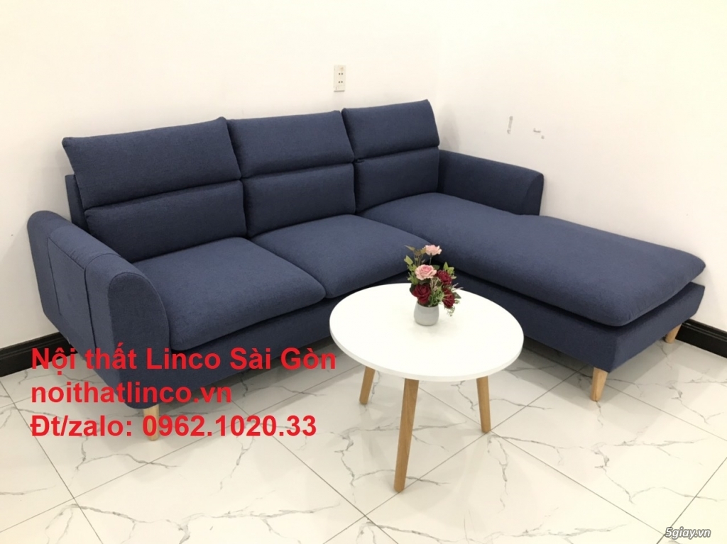Mẫu sofa góc rẻ | Sofa góc chữ L Xanh dương đập đẹp | Sofa Linco SG - 5