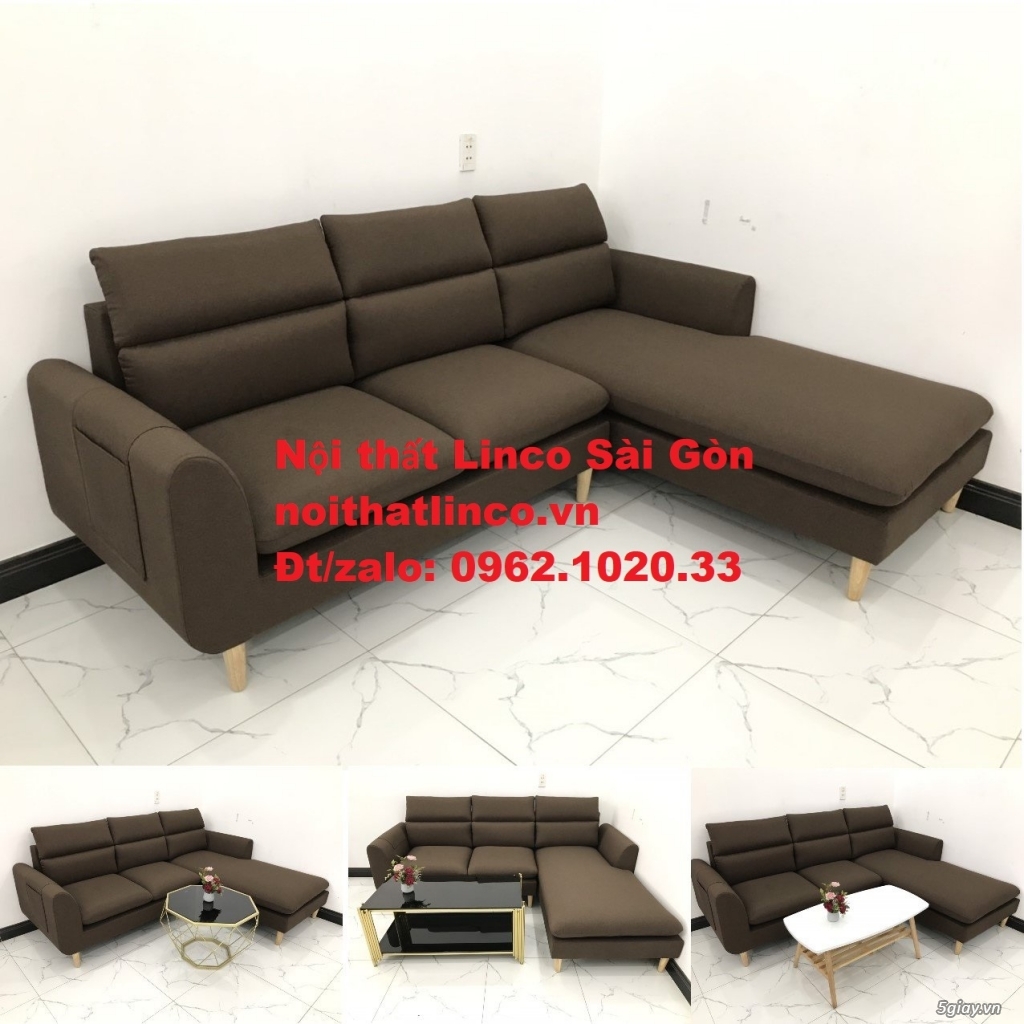 Bộ sofa góc chữ L | Nẫu cafe đen đậm giá rẻ phòng khách | Sofa Linco
