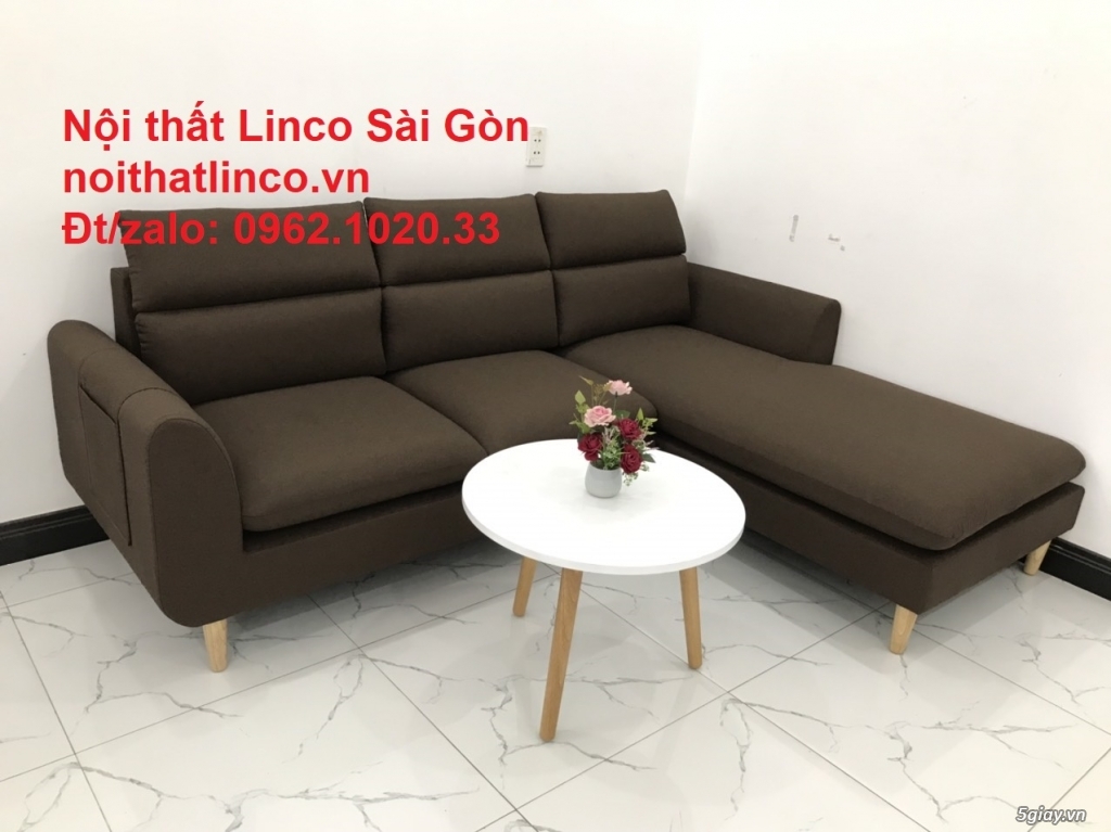 Bộ sofa góc chữ L | Nẫu cafe đen đậm giá rẻ phòng khách | Sofa Linco - 9