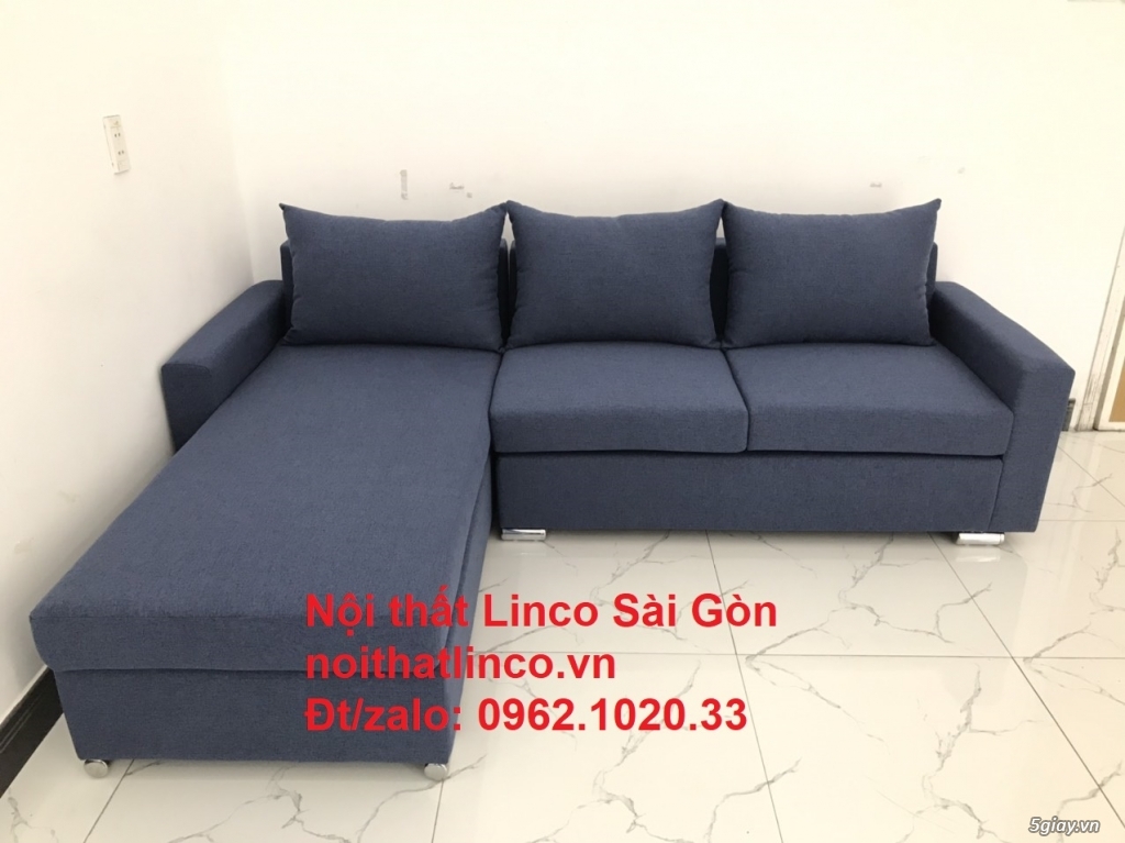 Ghế sofa góc L nhỏ | Sofa giá rẻ Góc chữ L đẹp xanh đậm | Sofa Linco - 3