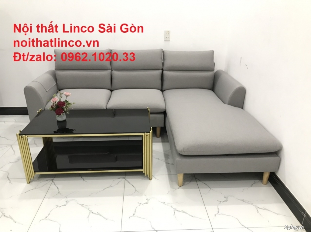 Bộ bàn ghế sofa góc L | Sofa góc chữ L giá rẻ xám trắng | Linco Sofa - 1