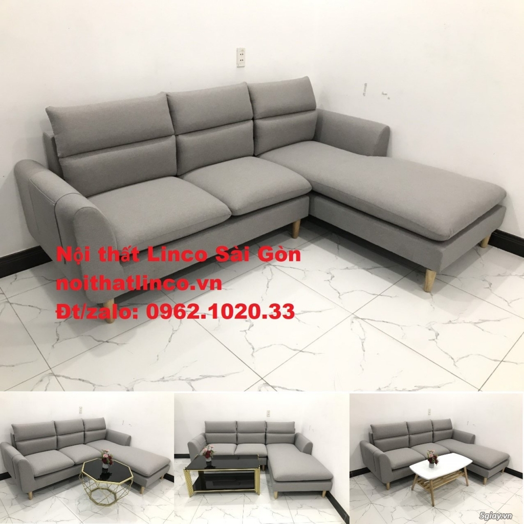 Bộ bàn ghế sofa góc L | Sofa góc chữ L giá rẻ xám trắng | Linco Sofa