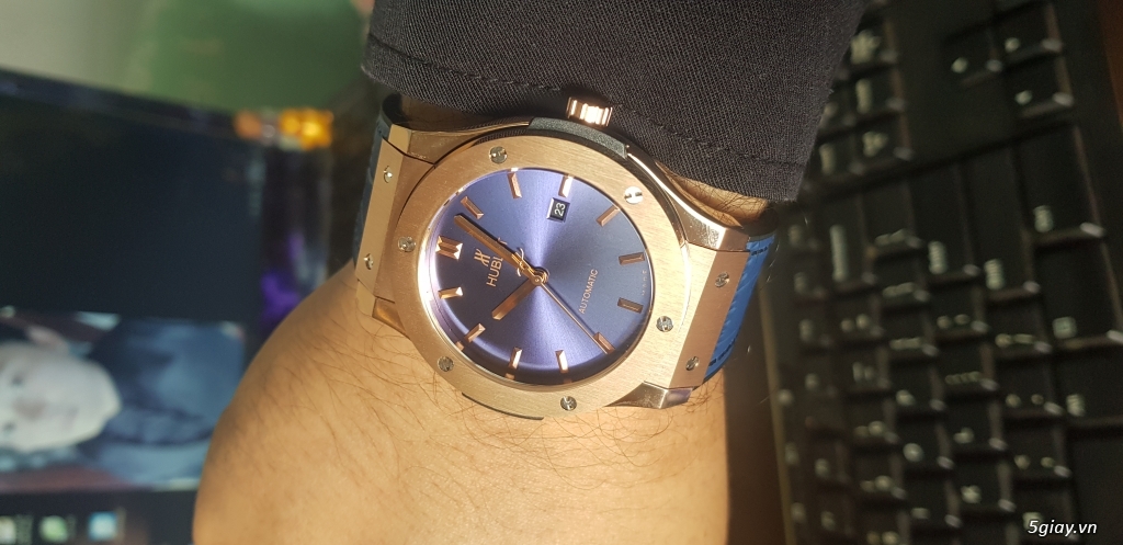 Đồng hồ Hublot Classic Fusion Rose Gold Blue hàng Replica 1:1