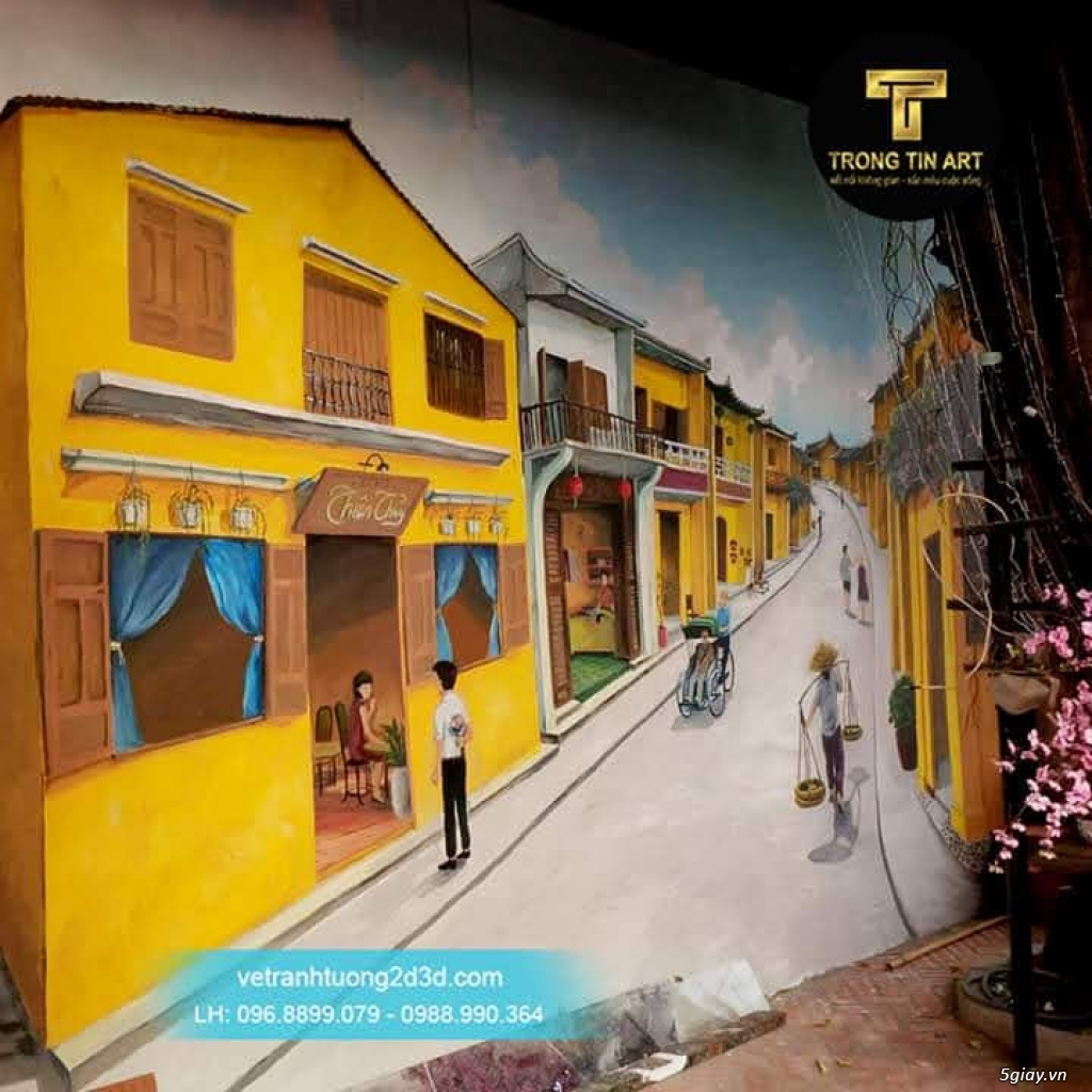Vẽ tranh tường 3D, tranh tường phố cổ Hội An | 5giay