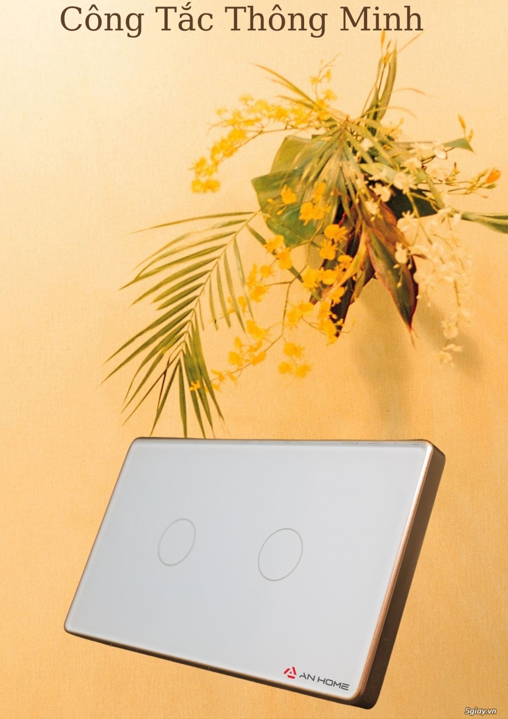 Công tắc thông minh ANHOME 2 nút viền nhôm hình chữ nhật màu trắng