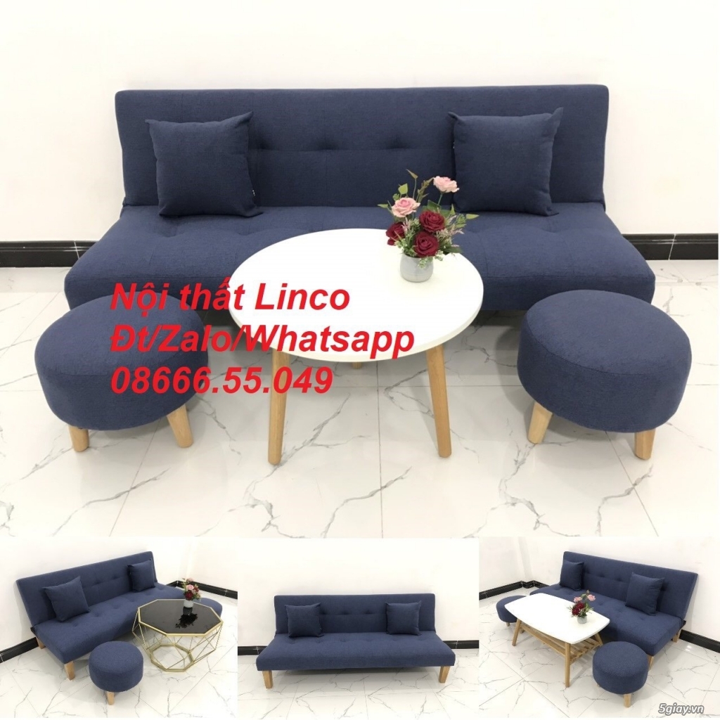 Bộ ghế sofa bed xanh dương đậm rẻ đẹp nhỏ Nội thất Thừa Thiên Huế - 2