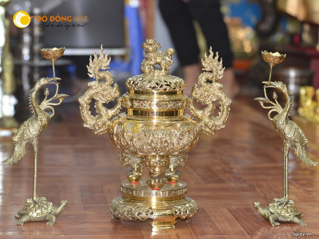 Lư Đồng Thờ Cúng Dapha (Đại Phát) Kích Thước Cao 60cm Hàng Đẹp - 1