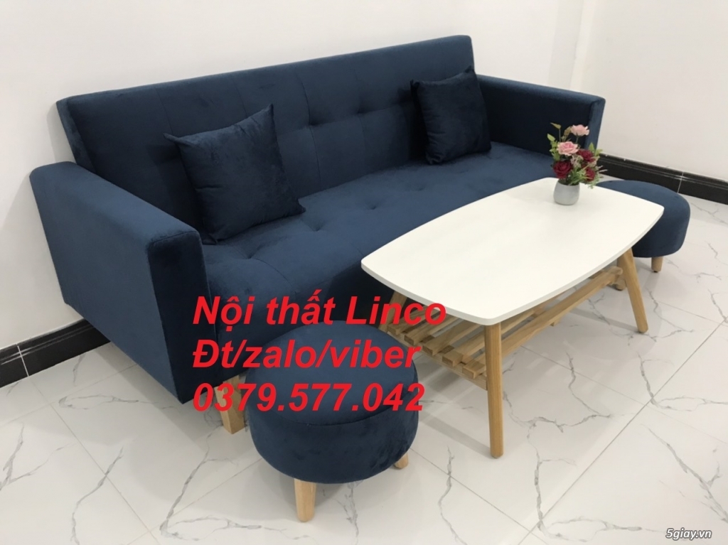 Bộ bàn ghế sofa giường bed (băng) màu xanh dương đậm Linco Kiên Giang - 1