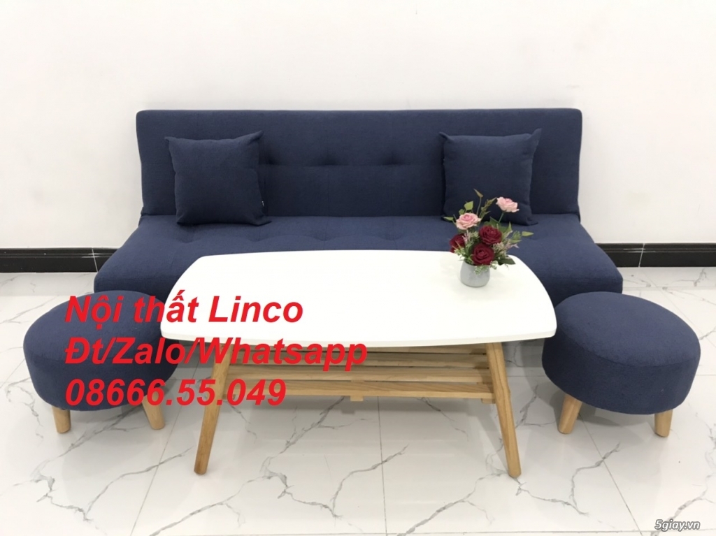 Bộ ghế sofa bed xanh dương đậm rẻ đẹp nhỏ Nội thất Thừa Thiên Huế - 1