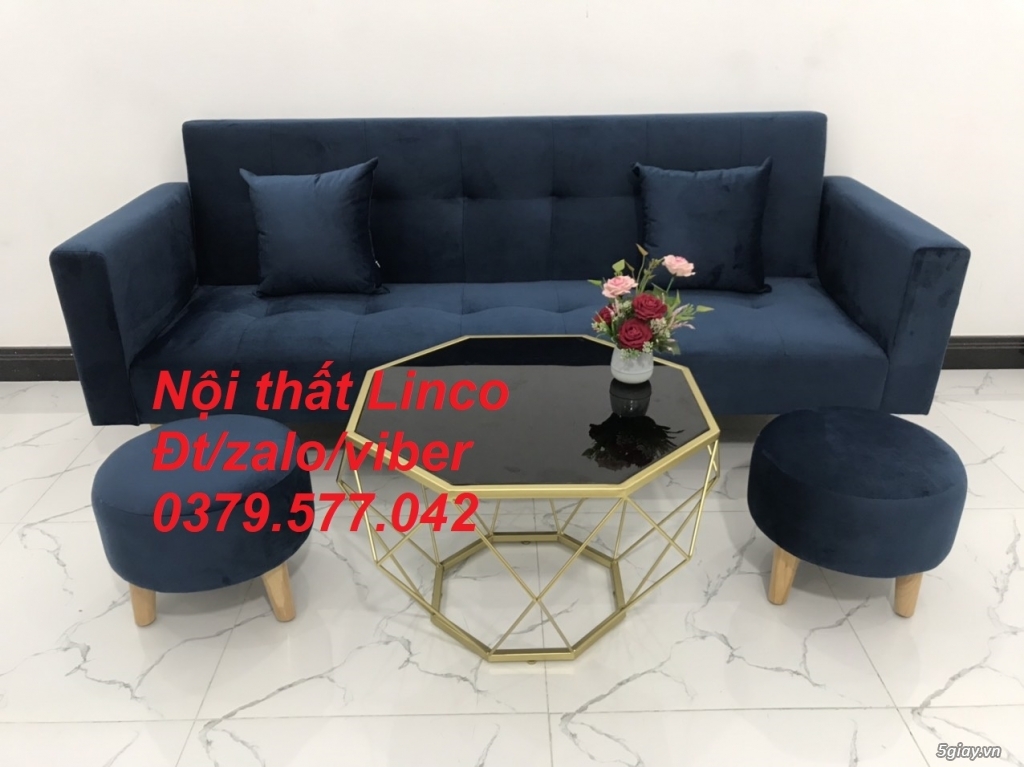 Bộ bàn ghế sofa giường bed (băng) màu xanh dương đậm Linco Kiên Giang - 3