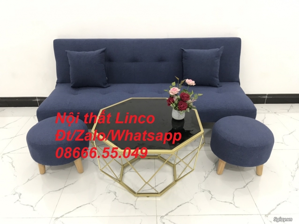 Bộ ghế sofa bed xanh dương đậm rẻ đẹp nhỏ Nội thất Thừa Thiên Huế