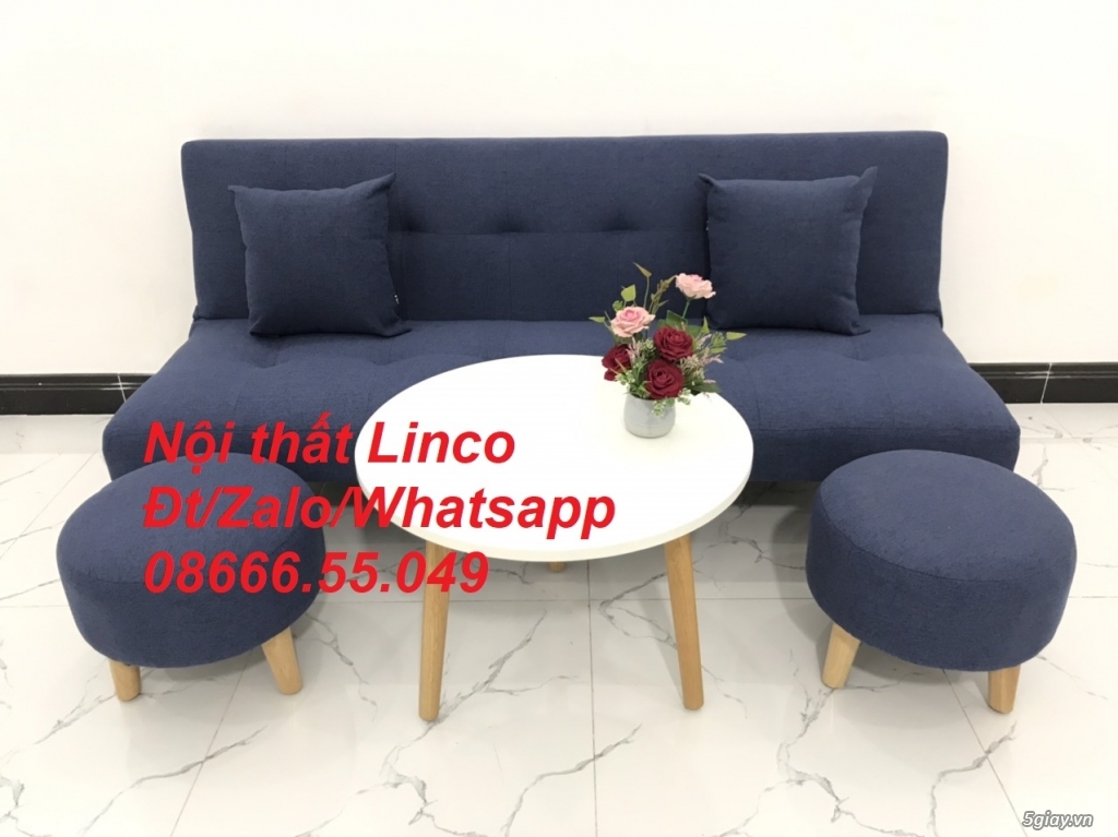 Bộ ghế sofa bed xanh dương đậm rẻ đẹp nhỏ Nội thất Thừa Thiên Huế - 4