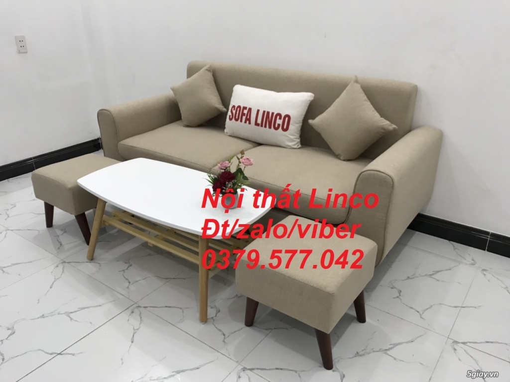 Bộ bàn ghế salong Sofa băng trắng kem giá rẻ đẹp Linco Kiên Giang - 3