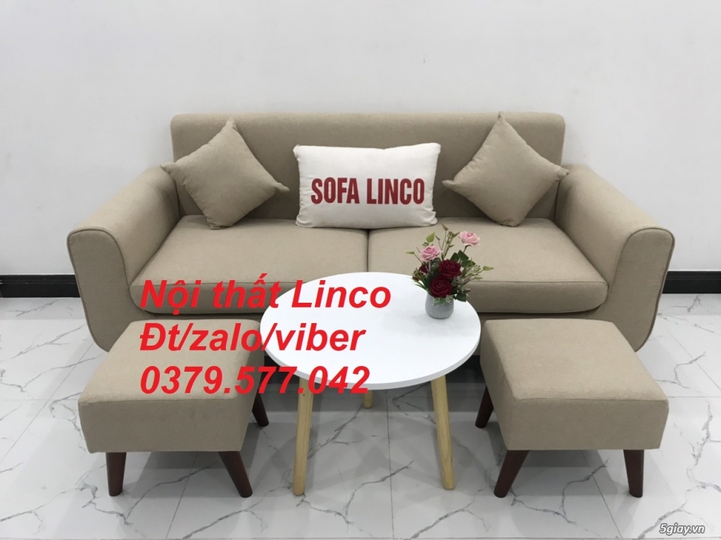 Bộ bàn ghế salong Sofa băng trắng kem giá rẻ đẹp Linco Kiên Giang - 4