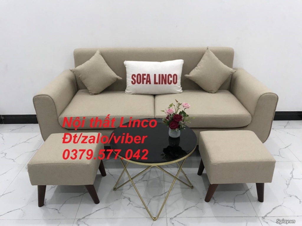 Bộ bàn ghế salong Sofa băng trắng kem giá rẻ đẹp Linco Kiên Giang - 2