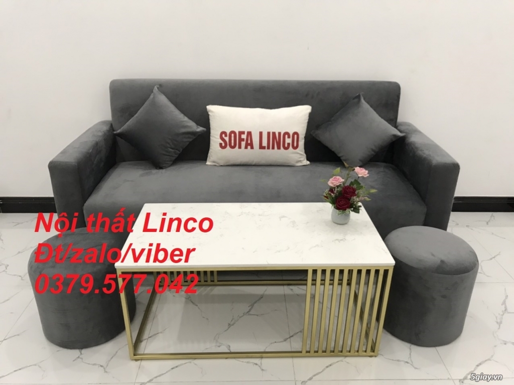 Bộ bàn ghế Sofa băng dài SFB xám lông chuột giá rẻ Linco Kiên Giang - 4