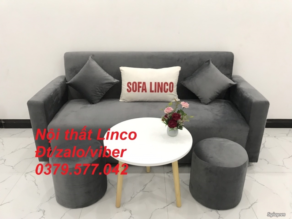Bộ bàn ghế Sofa băng dài SFB xám lông chuột giá rẻ Linco Kiên Giang - 5