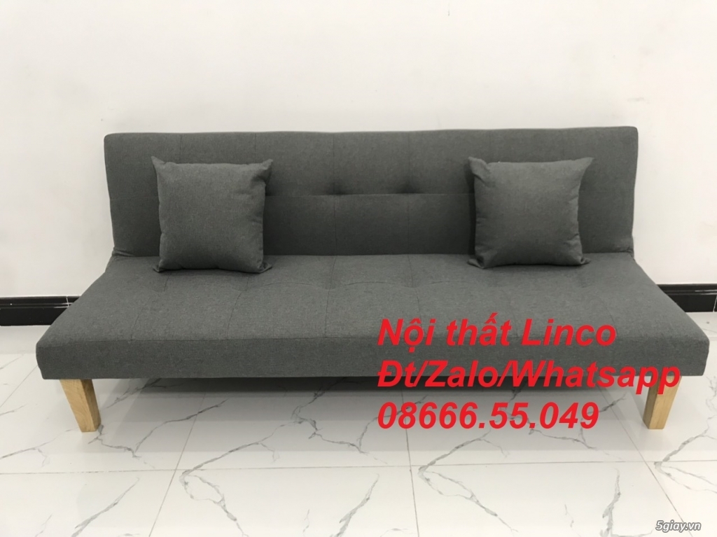 Bộ ghế sofa giường sofa bed xám lông chuột đen giá rẻ Tuy Hòa Phú Yên - 4