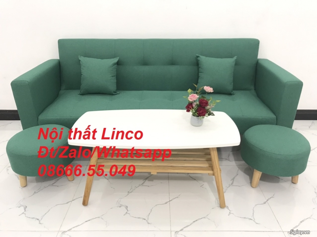 Bộ ghế sofa giường sopha bed xanh ngọc rẻ ở Nội thất Tuy Hòa Phú Yên - 2