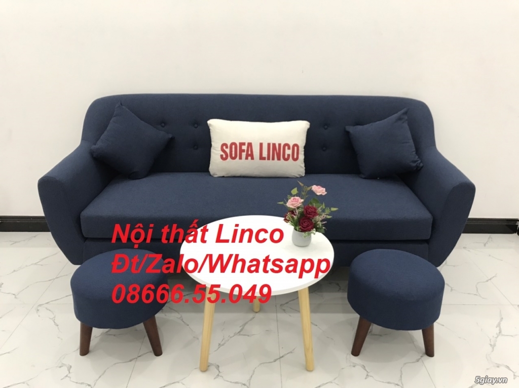 Bộ bàn ghế sopha salon Sofa băng xanh dương đậm đen rẻ ở Trà Vinh - 1