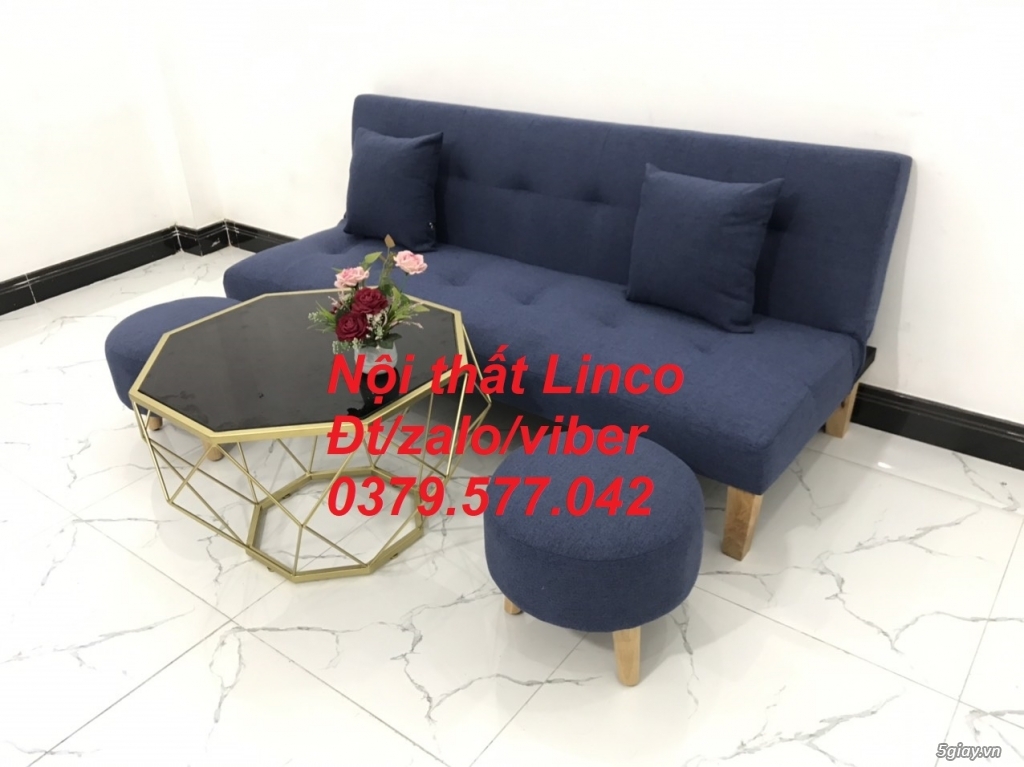 Bộ ghế sofa giường sofa bed xanh dương đậm đen giá rẻ đẹp Bình Thuận - 2