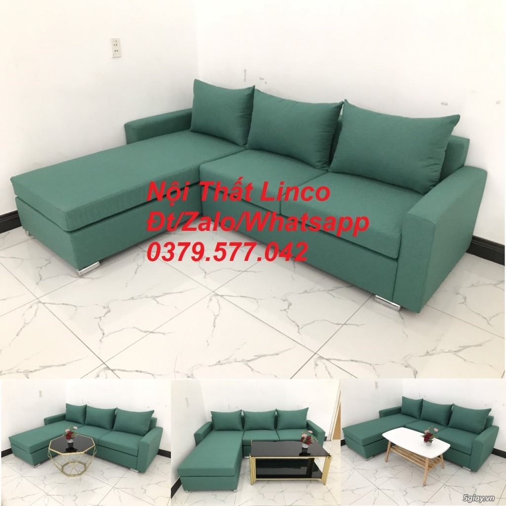 Bộ ghế sofa góc L màu xám ghi trắng, giá rẻ Nội Thất Linco Cần Thơ