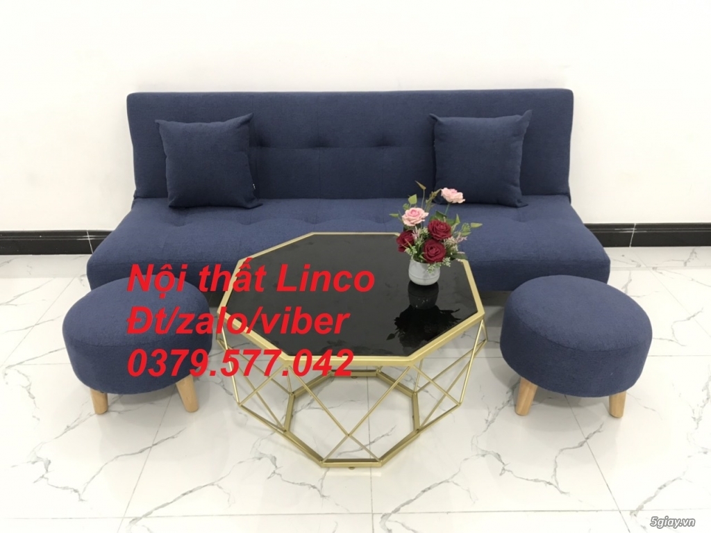 Bộ ghế sofa giường sofa bed xanh dương đậm đen giá rẻ đẹp Bình Thuận - 1