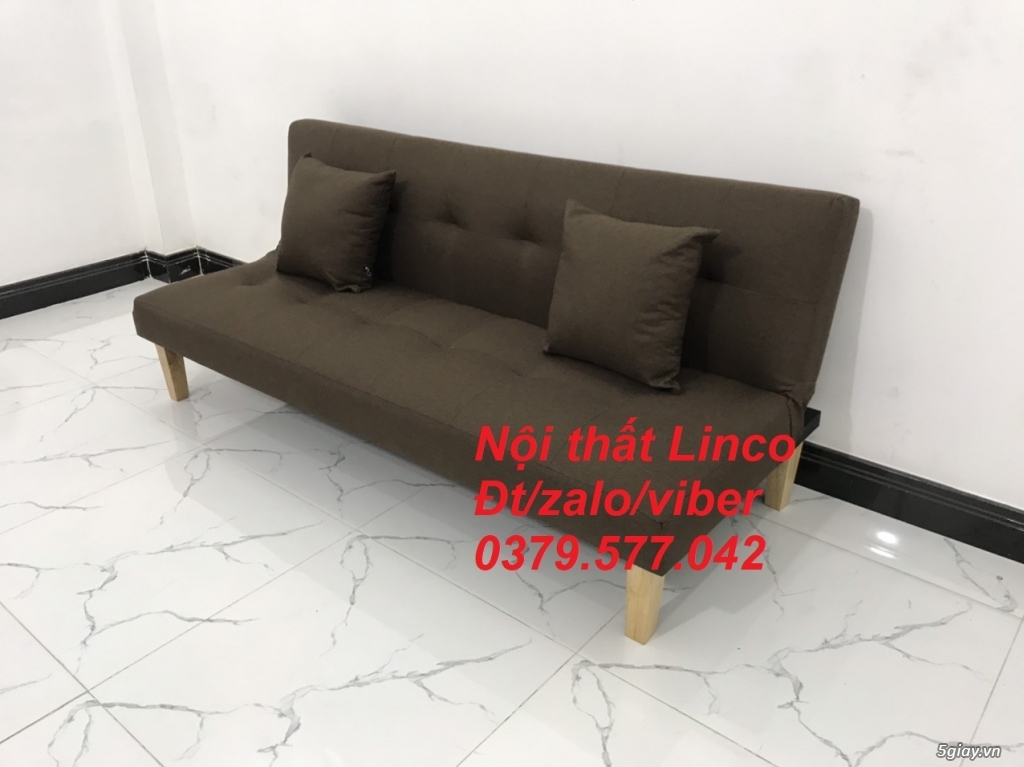 Bộ ghế sofa giường bed màu nâu cafe sữa đậm rẻ nhỏ mini Bình Thuận - 2